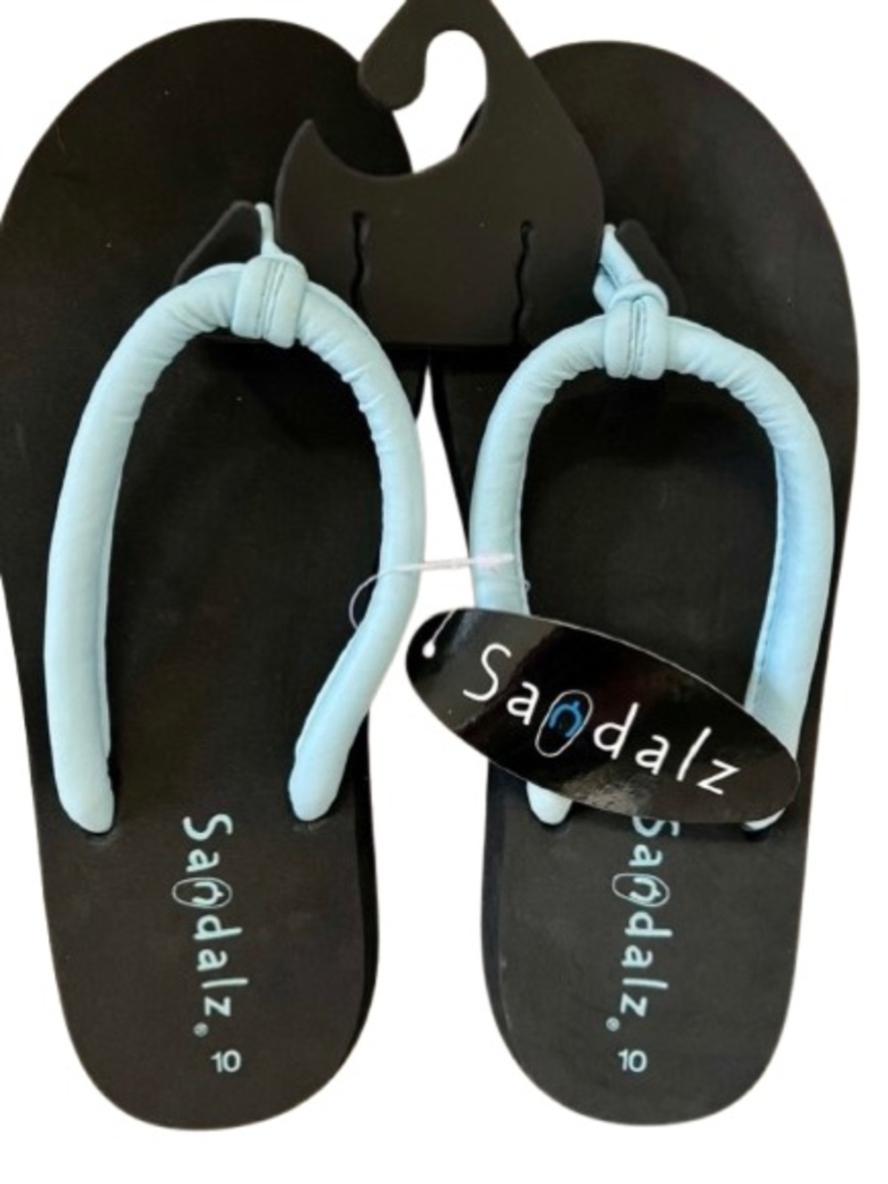 NWT Sandalz Flip Flops Size 10 Black w/ Blue Padded Straps | Comfort Sandals
